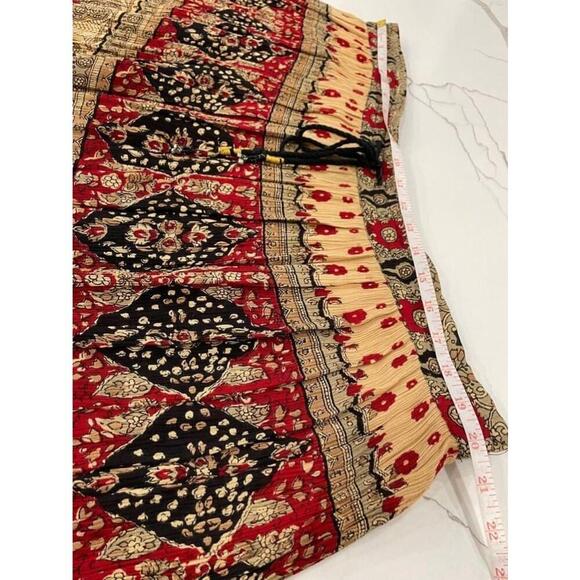 Sag Harbor Petite 90s Vintage Boho Broomstick Rayon Crape Midi Skirt Medium / XL - Picture 11 of 12